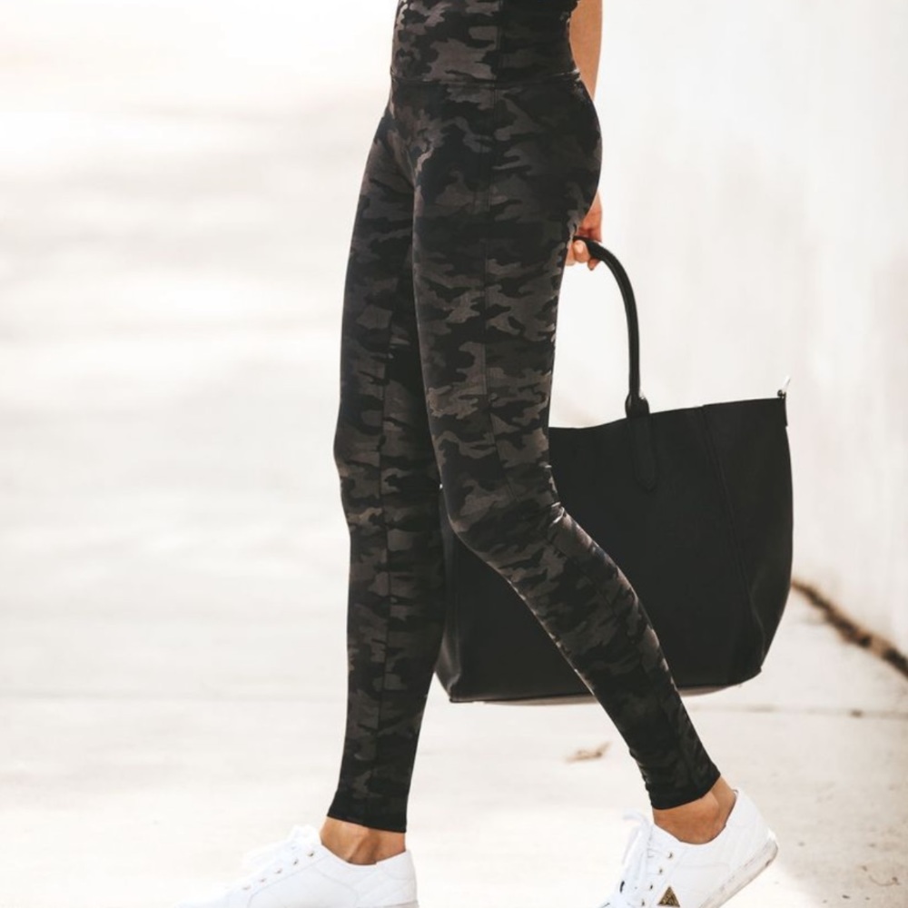 NWT SPANX faux leather camo leggings